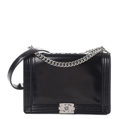 Chanel Glazed Calfskin Large Boy Flap Black 1 of 11