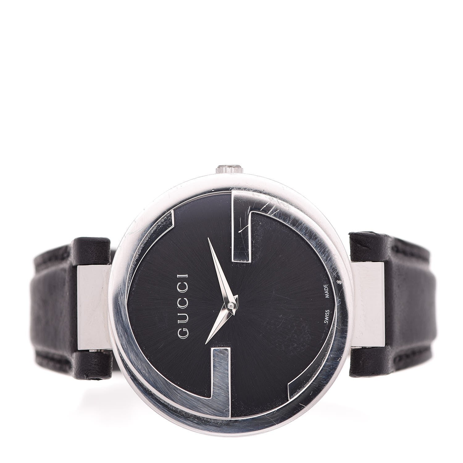 Gucci Stainless Steel Calfskin 37mm Interlocking G Quartz Watch Black 3 of 8
