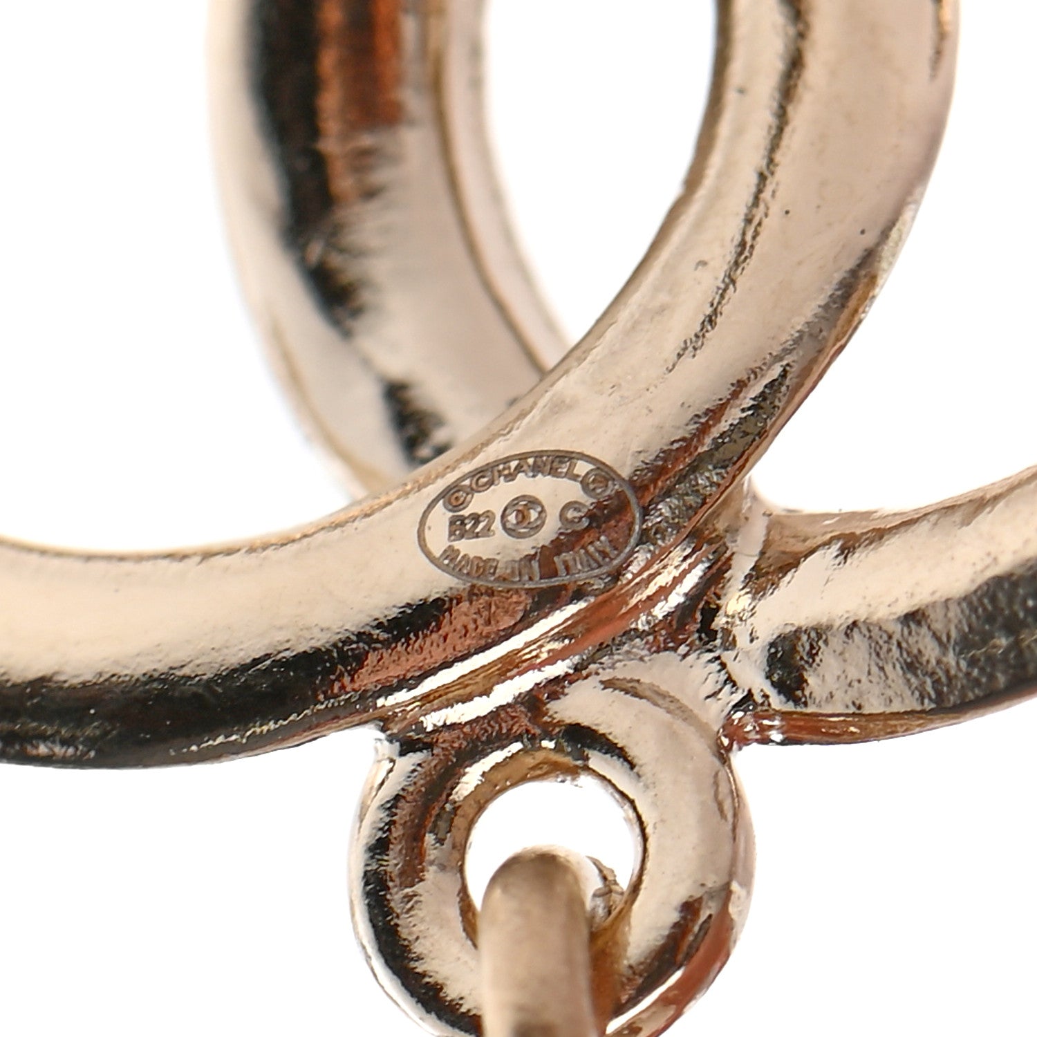 Chanel Pearl CC Double Heart Drop Earrings Gold 4 of 4