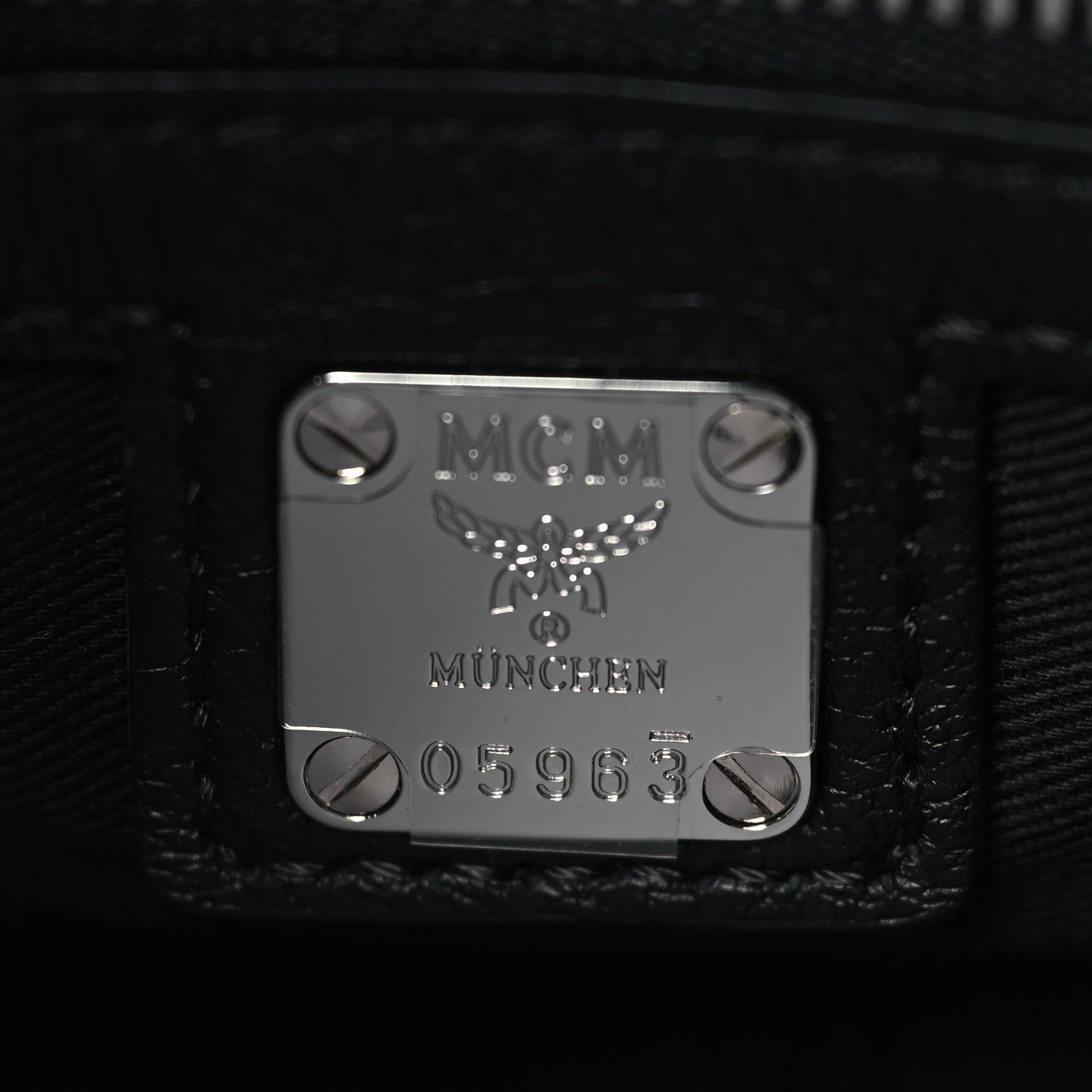 MCM Calfskin Ottomar Monogram Medium Klara Shopper Tote Black 5 of 10