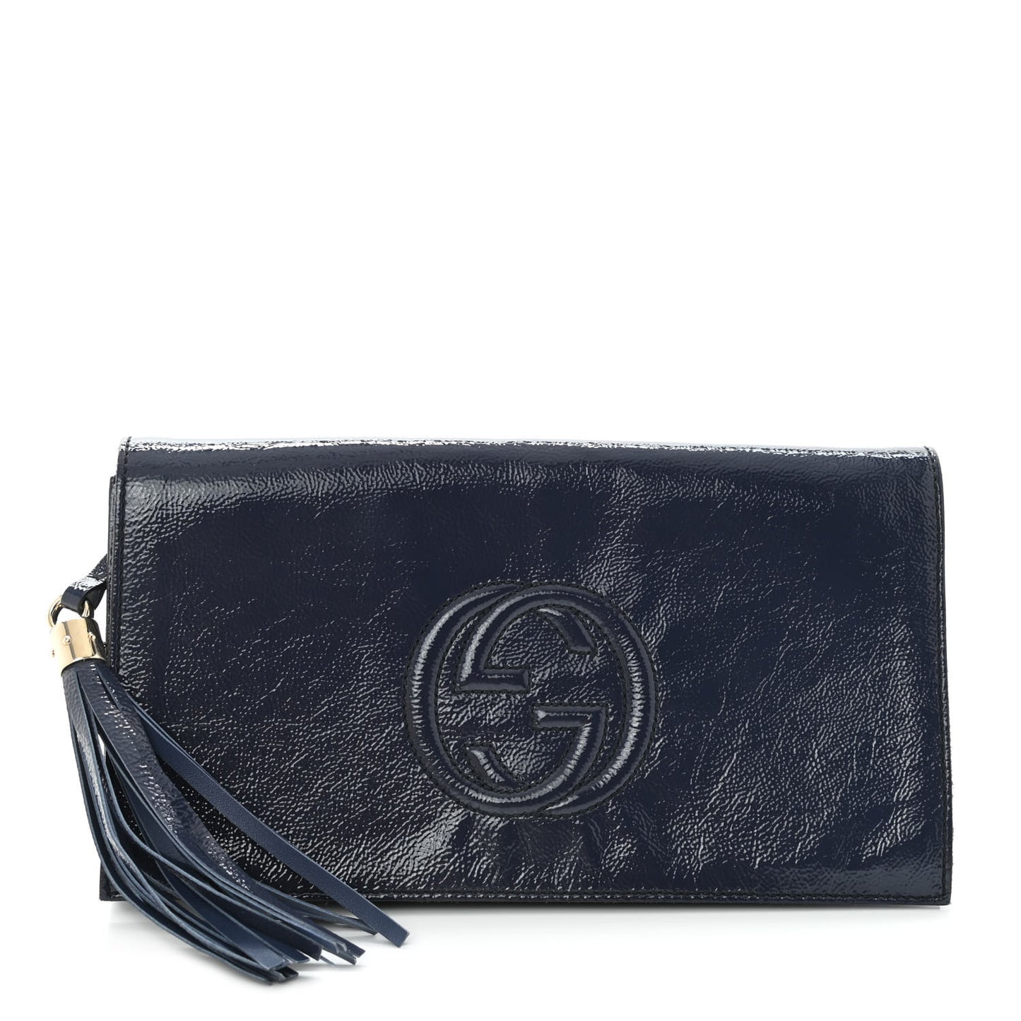 Soft Patent Medium Soho Clutch Uniform Blue