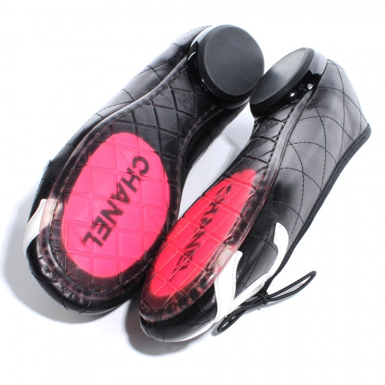 Chanel Leather Quilted Cambon CC Ballet Flats 9.5 Black 5 of 7