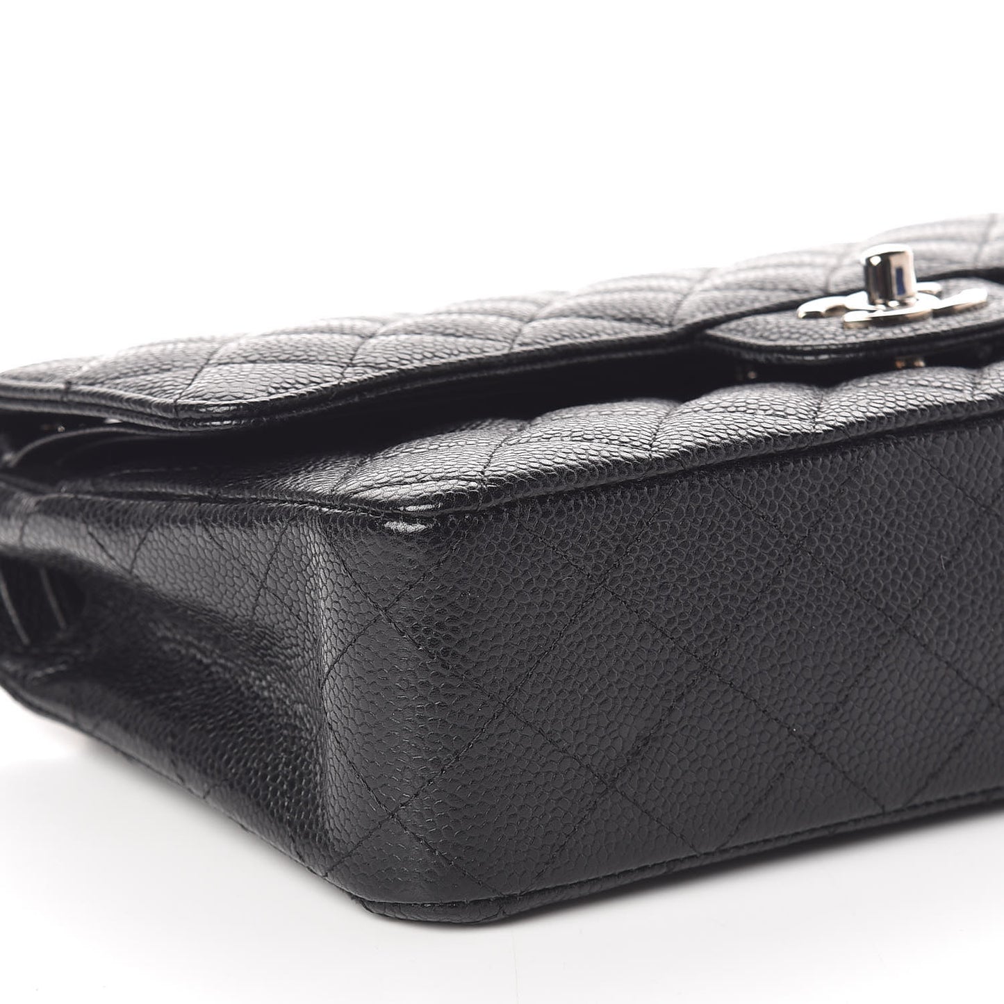 Caviar Quilted Medium Double Flap Black
