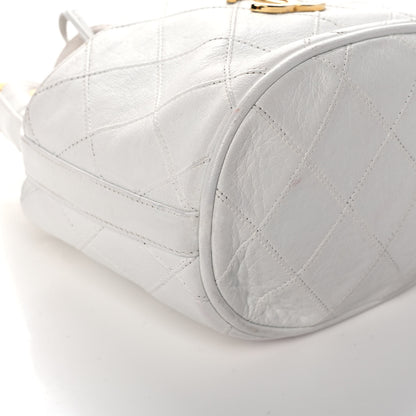 Chanel Calfskin Quilted CC Drawstring Bag White 10 of 12