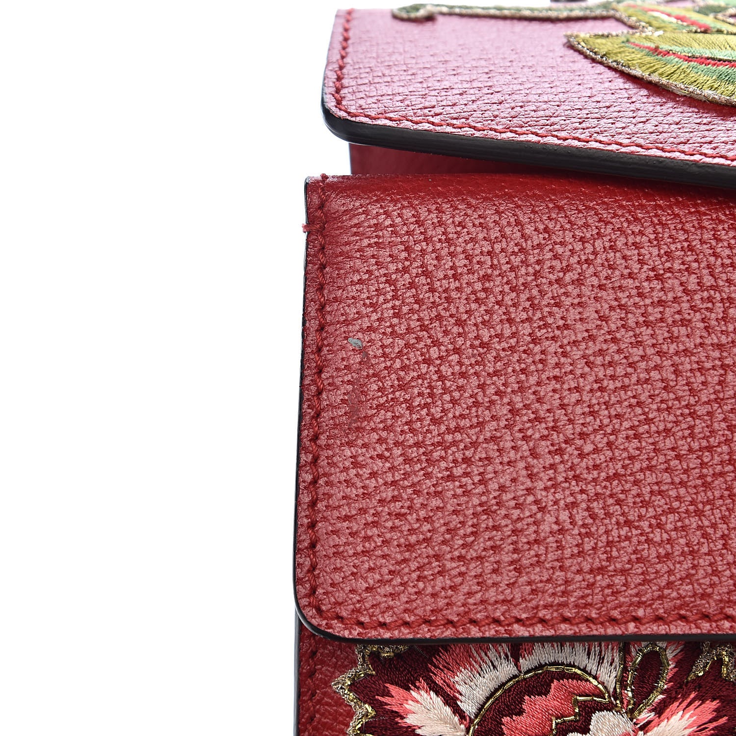 Gucci Calfskin Web Floral Embroidered Small Dionysus Shoulder Bag Hibiscus Red 8 of 11