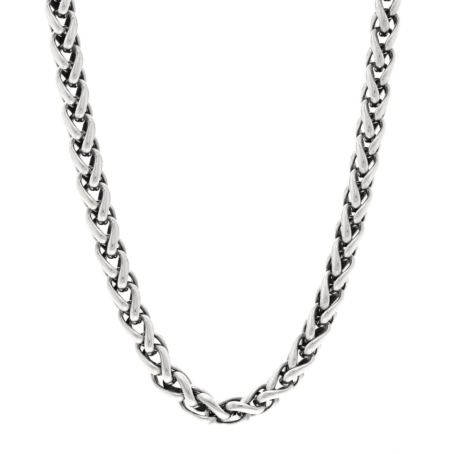 Sterling Silver 14K Yellow Gold 8mm Wheat Chain Necklace