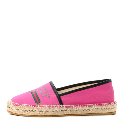 Gucci Canvas Logo Espadrilles 38.5 Cyclamen Rose Black 1 of 9