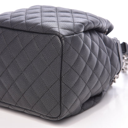 Chanel Caviar Flat Quilted CC Chain Bucket Drawstring Bag Black 9 of 10