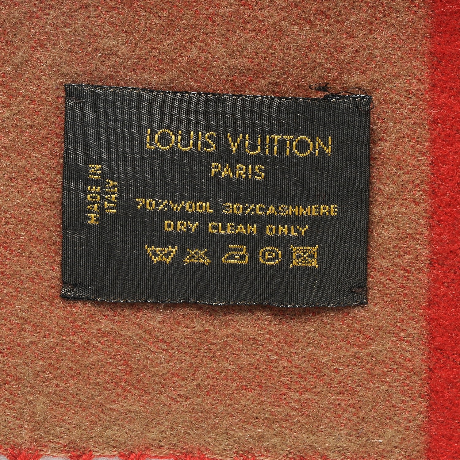 Louis Vuitton Wool Cashmere Historique Scarf Red 3 of 4