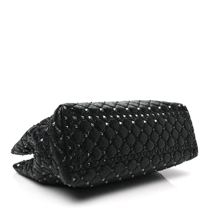 Valentino Garavani Craquele Nappa Rockstud Spike Shoulder Tote Black 4 of 8