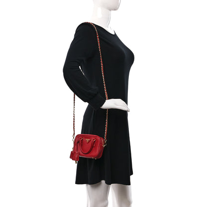 Prada Saffiano Lux Mini Top Handle Crossbody Bag Fuoco 2 of 9