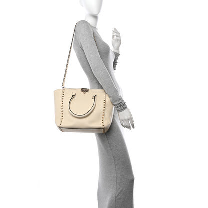 Valentino Garavani Vitello Small Rockstud Double Handle Tote Ivory 2 of 13