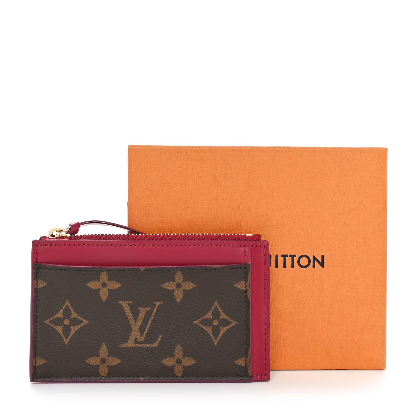 Monogram Zipped Card Holder Fuchsia