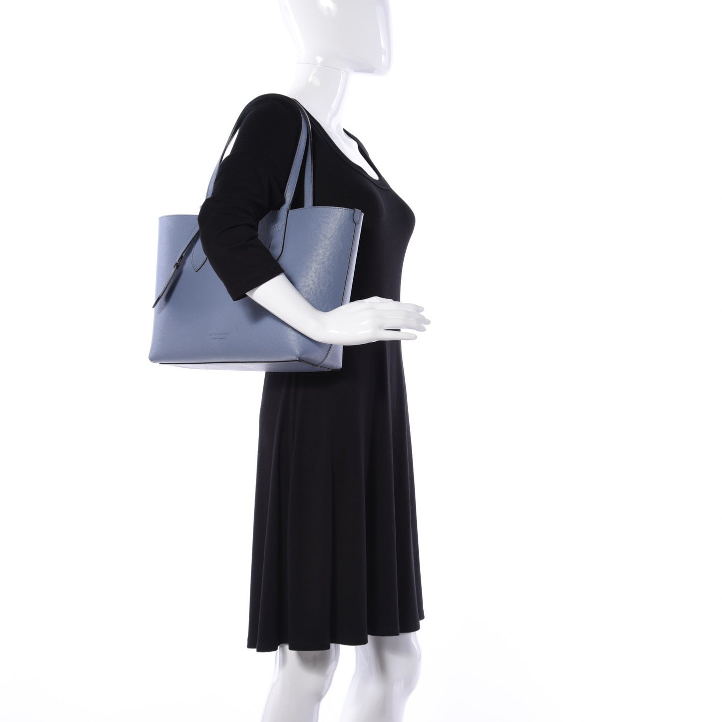Calfskin Haymarket Check Medium Reversible Tote Blue