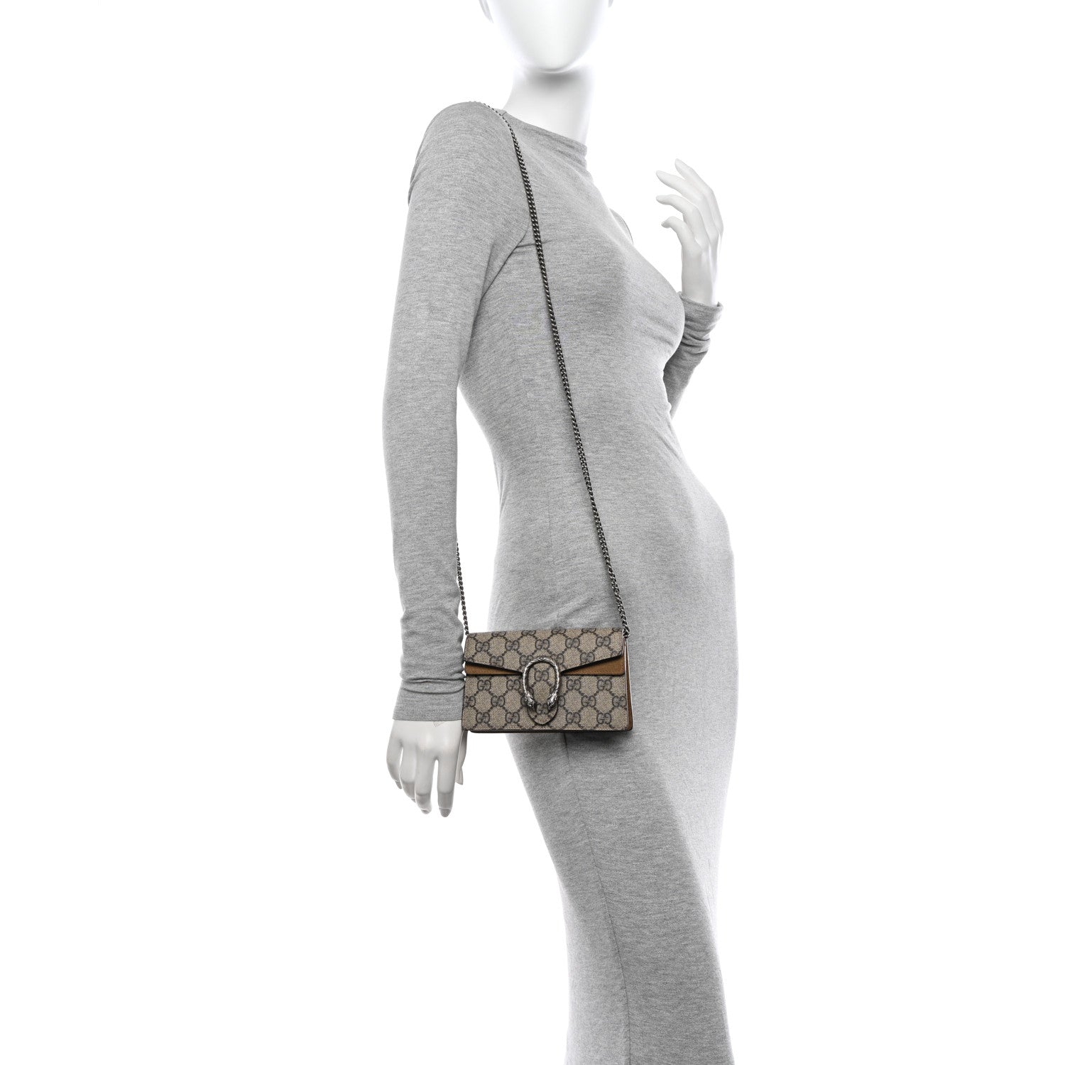 Gucci GG Supreme Monogram Super Mini Dionysus Shoulder Bag Taupe 2 of 11