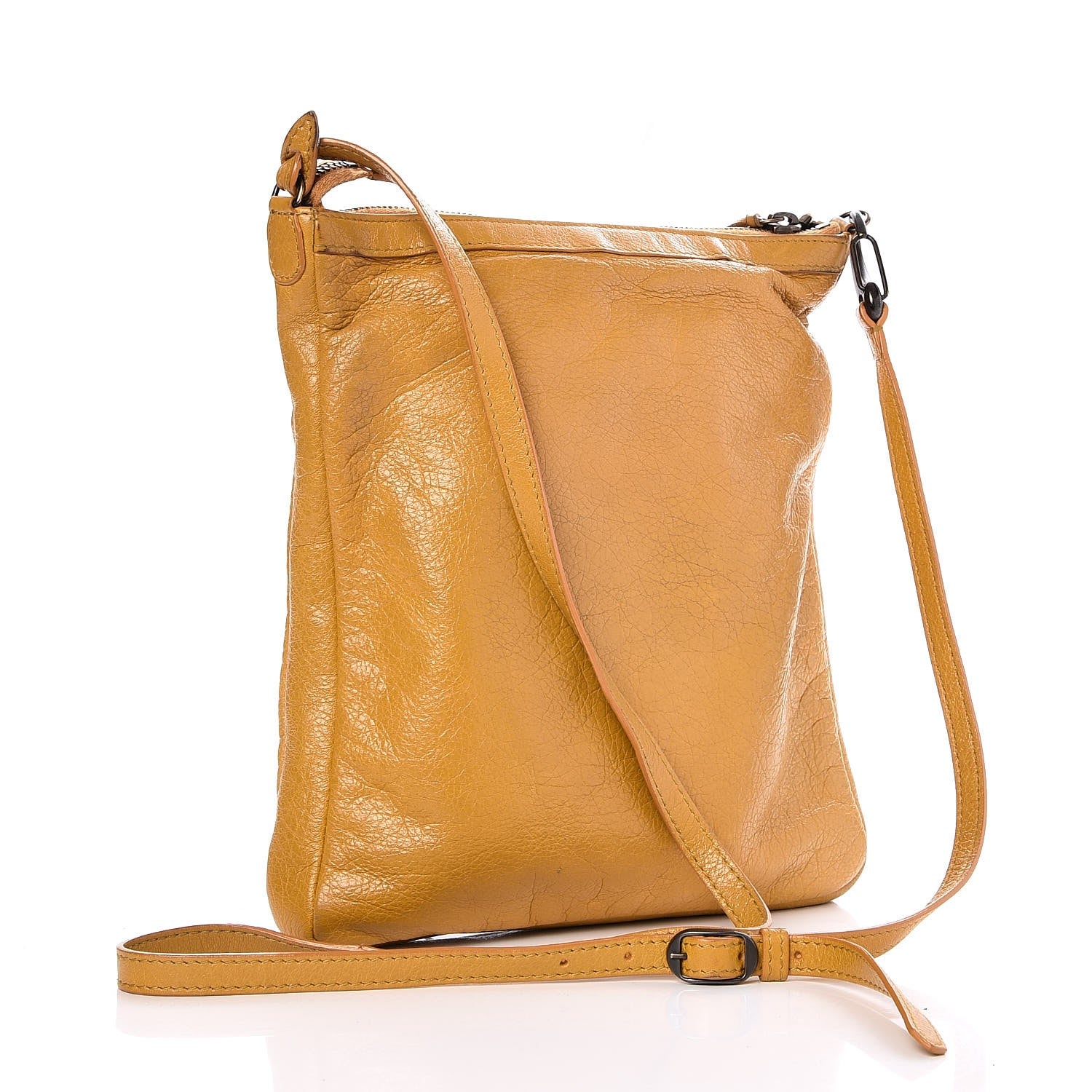 Balenciaga Agneau Classic Hardware Flat Crossbody Jaune Moutarde 3 of 12