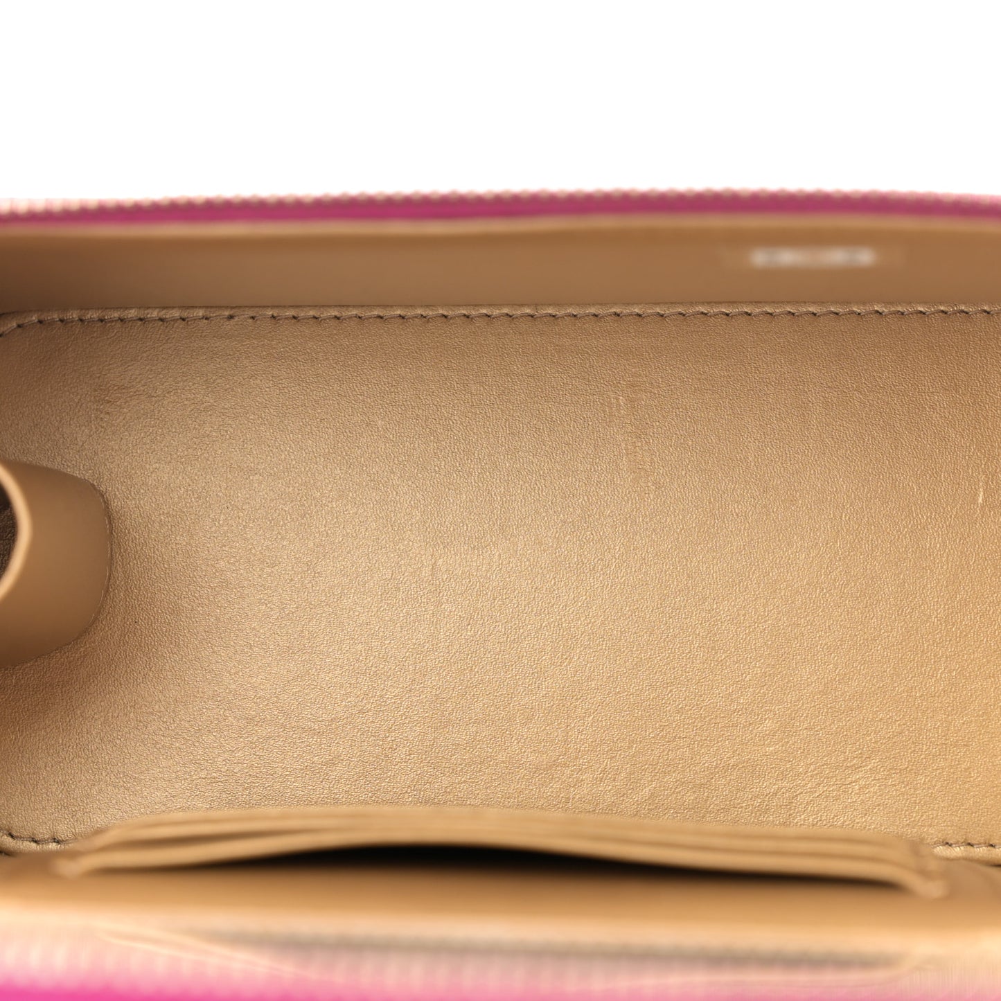 Lambskin Quilted Small Pearl Crush Vanity Case With Chain Fuchsia
