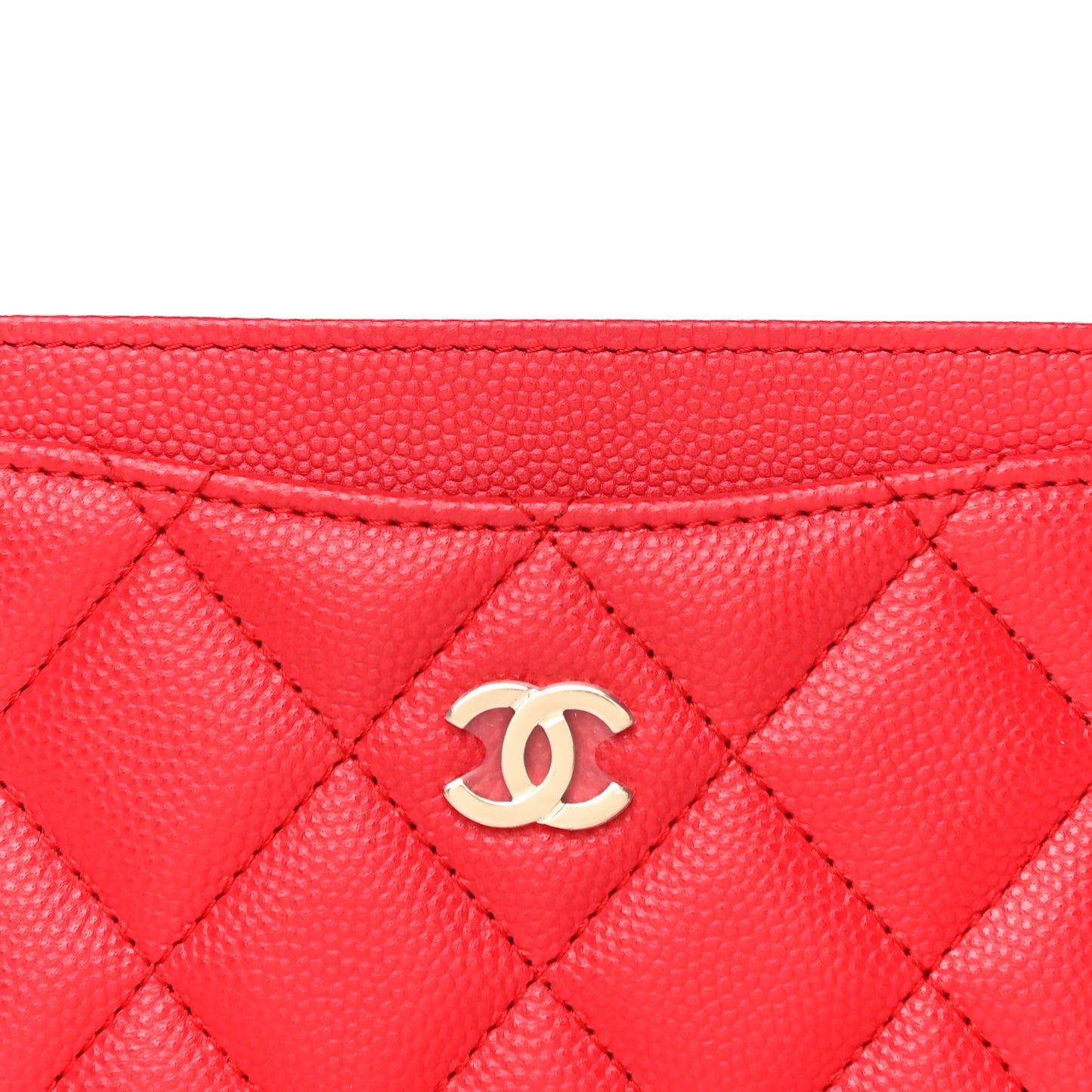 Caviar Quilted Card Holder Red