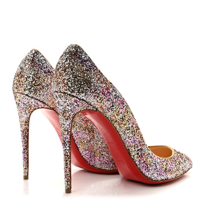 Christian Louboutin Glitter Aqua Ruban Met Pigalle Follies 100 Pumps 41 Rosette Gold 5 of 9