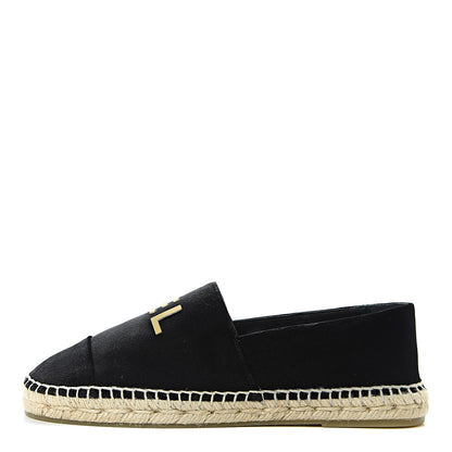 Chanel Velvet Logo Espadrilles 38 Black 1 of 8