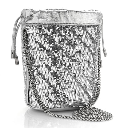 Gucci Sequin Mini GG Marmont 2.0 Bucket Bag Silver 3 of 8