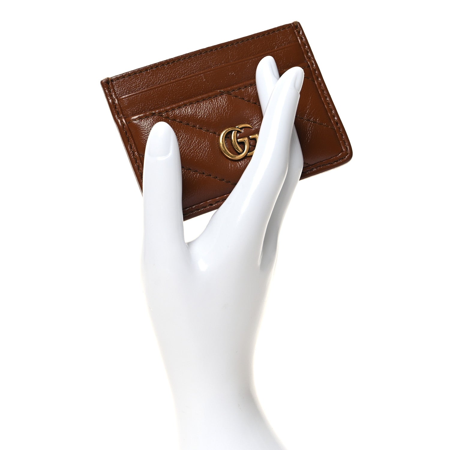 Gucci Azalea Calfskin Matelasse Diagonal GG Marmont Card Holder Cuir 2 of 6