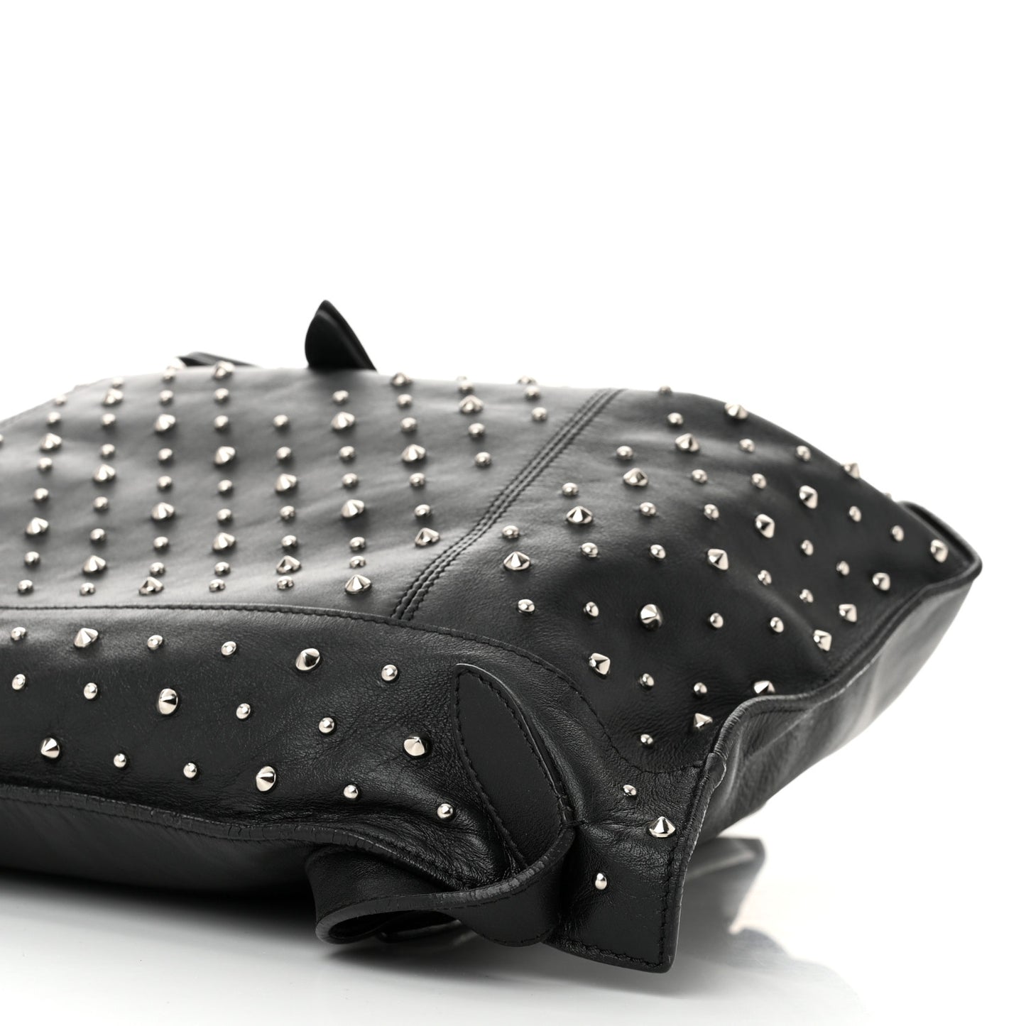 Calfskin Studded Padlock Backpack Black