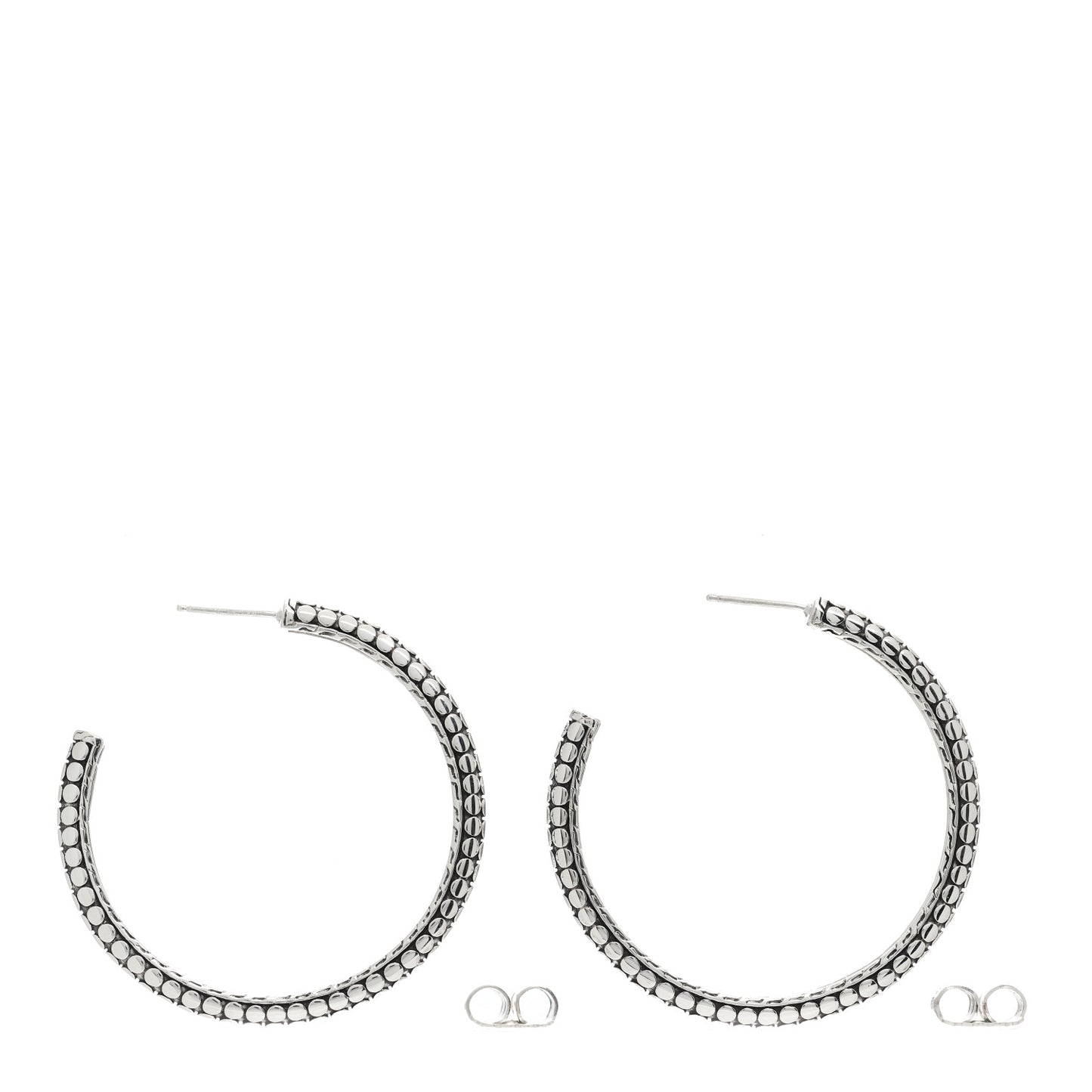 Sterling Silver Dot Medium Hoop Earrings