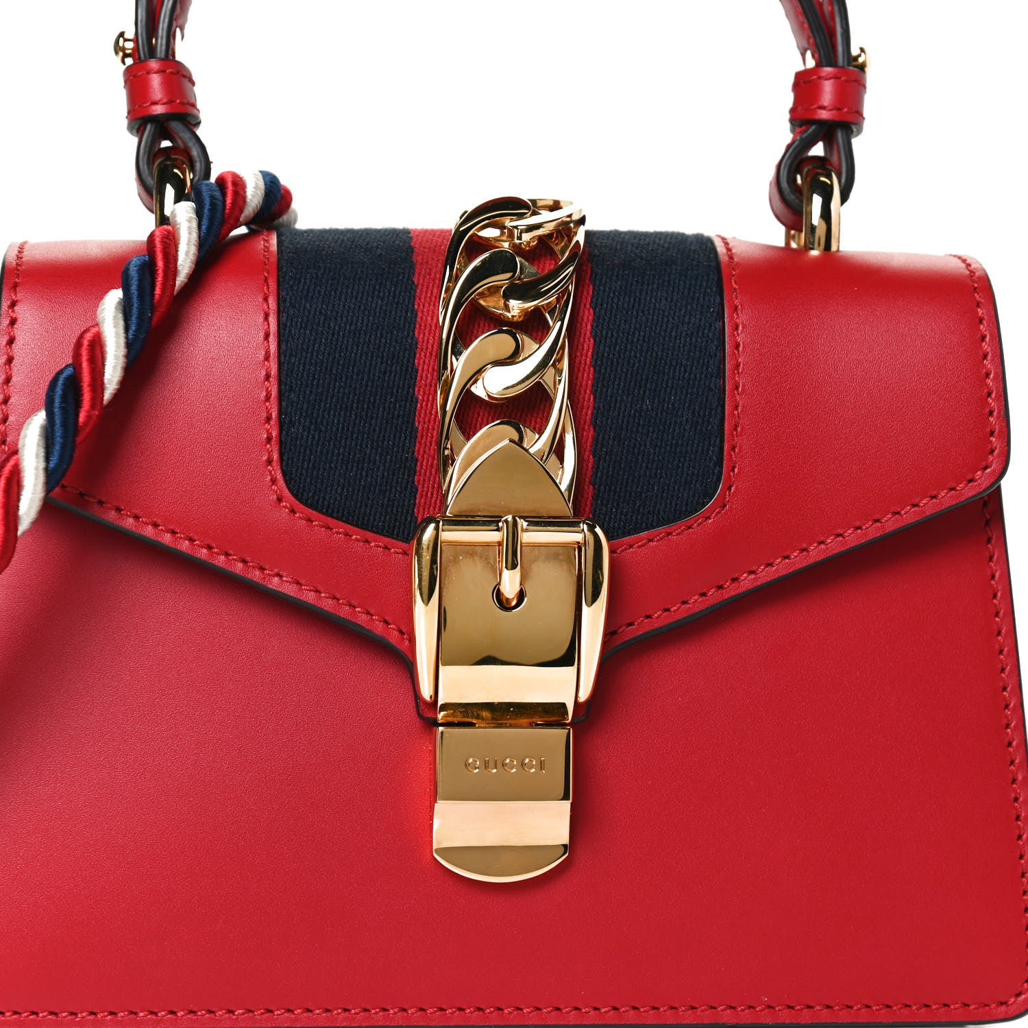 Gucci Calfskin Mini Sylvie Top Handle Bag Hibiscus Red 8 of 10