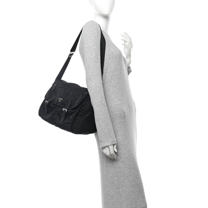 Prada Tessuto Nylon Saffiano Vela Messenger Bag Black 2 of 9