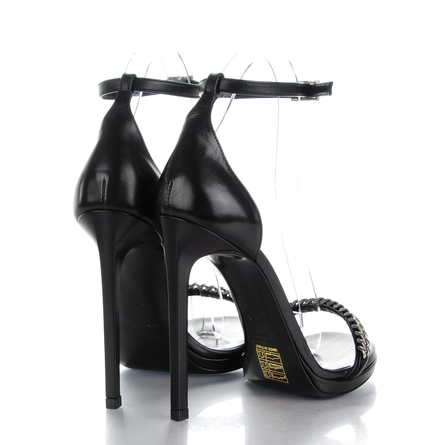 Calfskin Chain Jane 110 Ankle Strap Sandals 36 Black