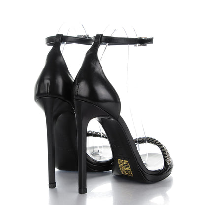 Saint Laurent Calfskin Chain Jane 110 Ankle Strap Sandals 36 Black 4 of 8