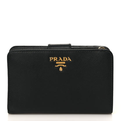 Prada Saffiano Metal Compact Wallet Black 1 of 6