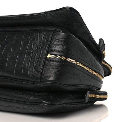 Celine Crocodile Embossed Calfskin Small Triptyque Satchel Black 11 of 11