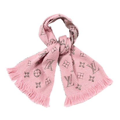 Louis Vuitton Wool Silk Logomania Shine Scarf Pink 2 of 5