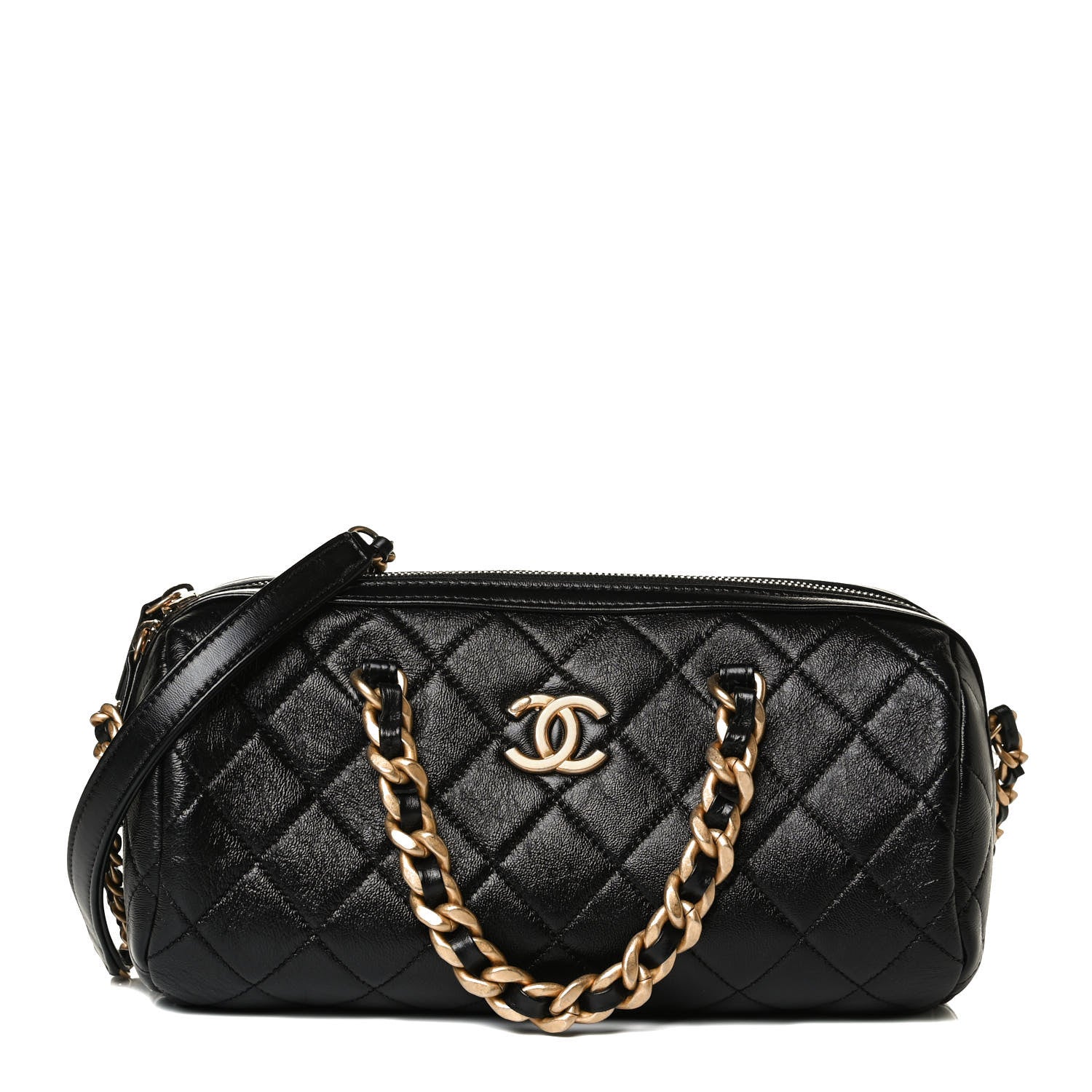 Chanel Shiny Lambskin Quilted Fashion Therapy Bowling Bag Black 1 of 25