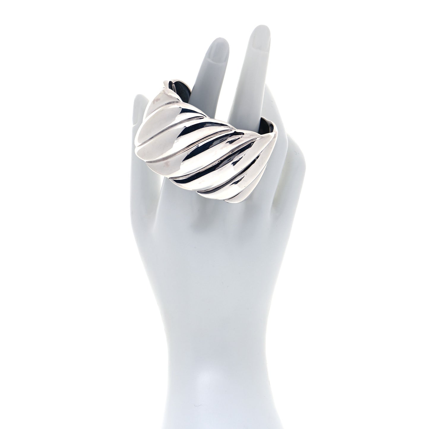 Sterling Silver Wide Sculpted Cable Cuff Bracelet