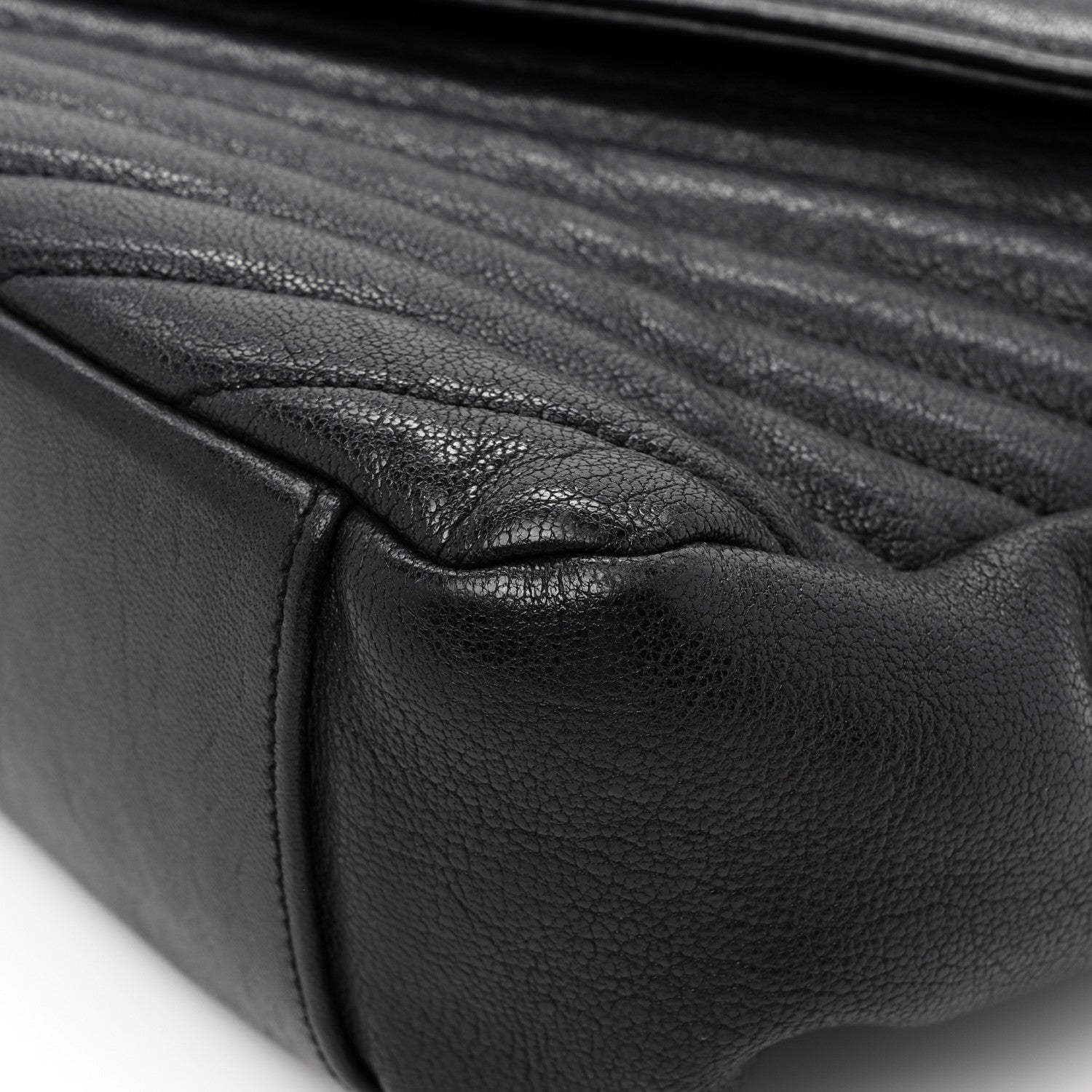 Saint Laurent Sheepskin Matelasse Chevron Monogram Large College Satchel Black 16 of 17