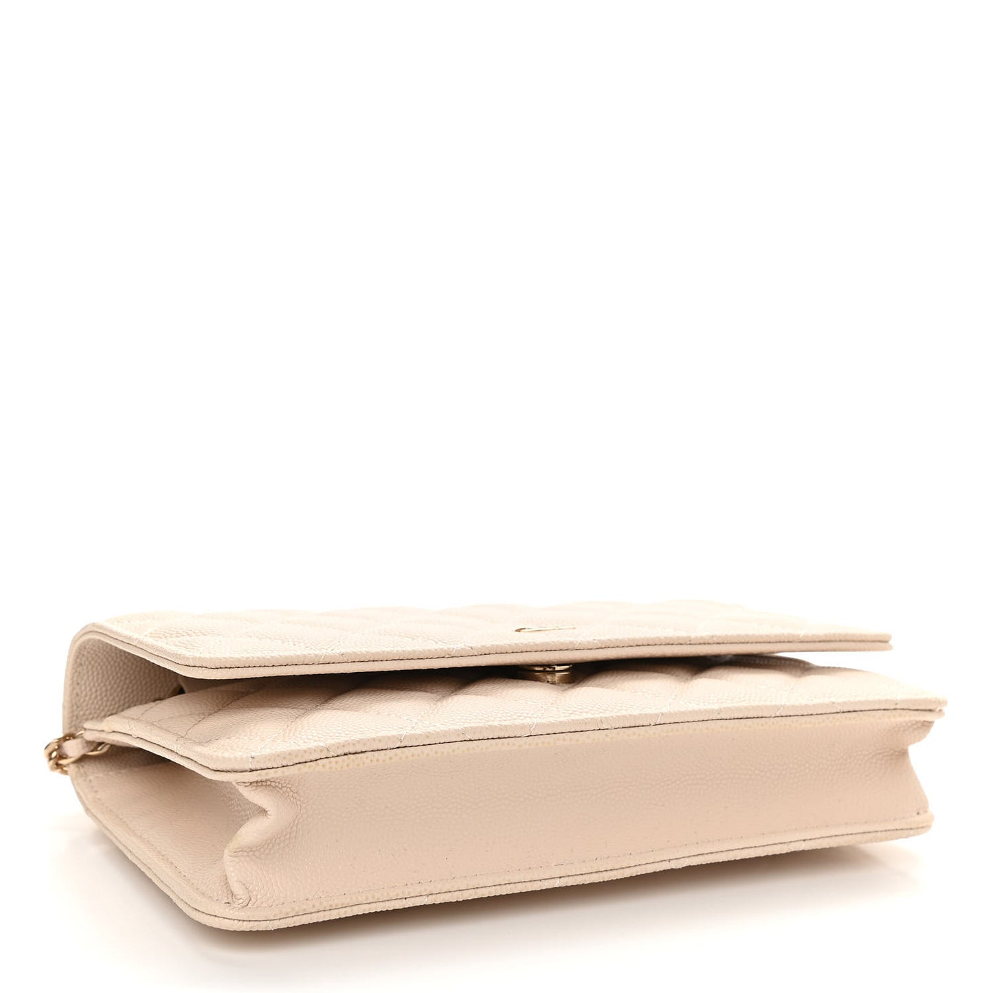 Caviar Quilted Wallet On Chain WOC Light Beige