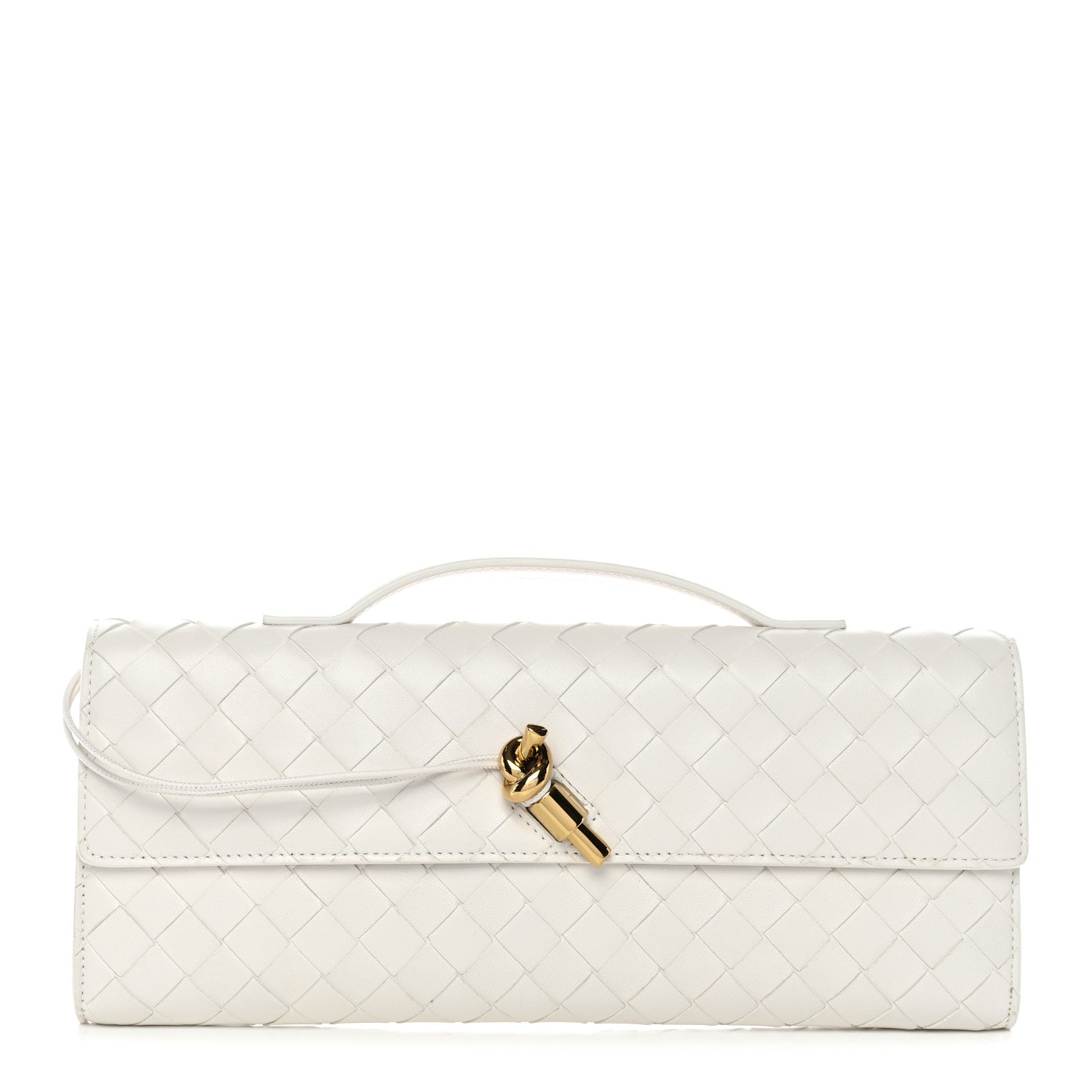 Bottega Veneta Nappa Intrecciato Long Andiamo Top Handle Clutch White 1 of 10