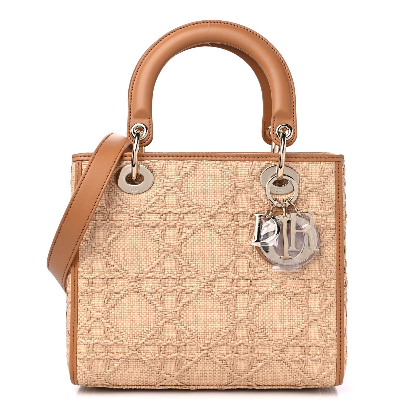 Raffia Medium Lady Dior Bag Beige