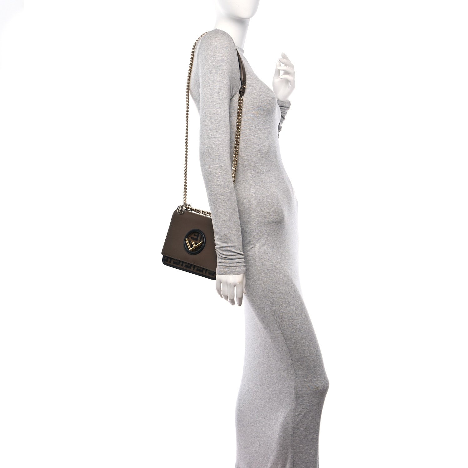Fendi Vitello Century F is Fendi Bi-Color FF 1974 Embossed Small Kan I Shoulder Bag Maya Black 2 of 10