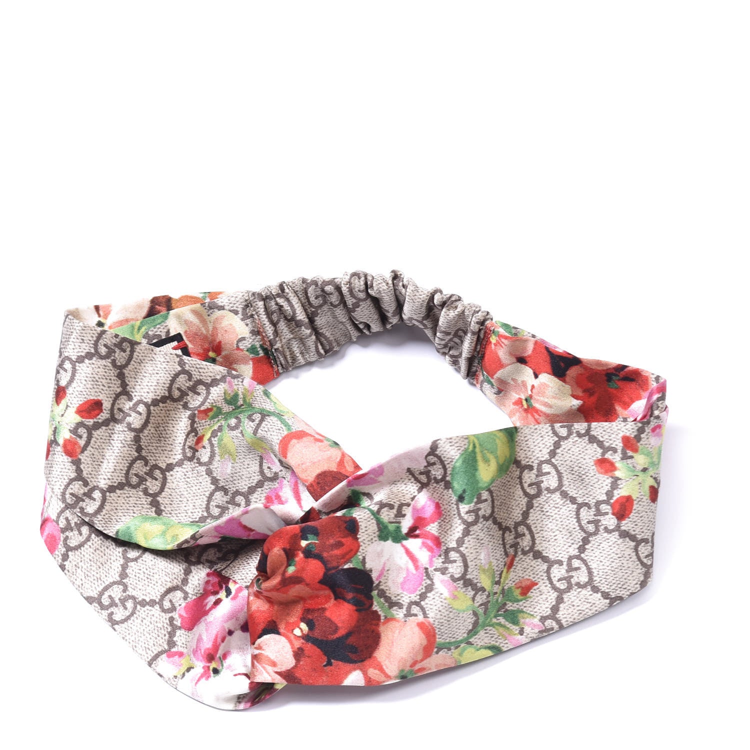 Gucci Silk Monogram Blooms Print Headband Antique Rose 1 of 3