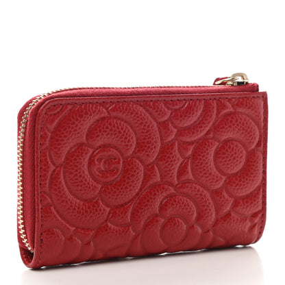 Chanel Caviar Camellia Embossed Key Holder Case Red 3 of 8
