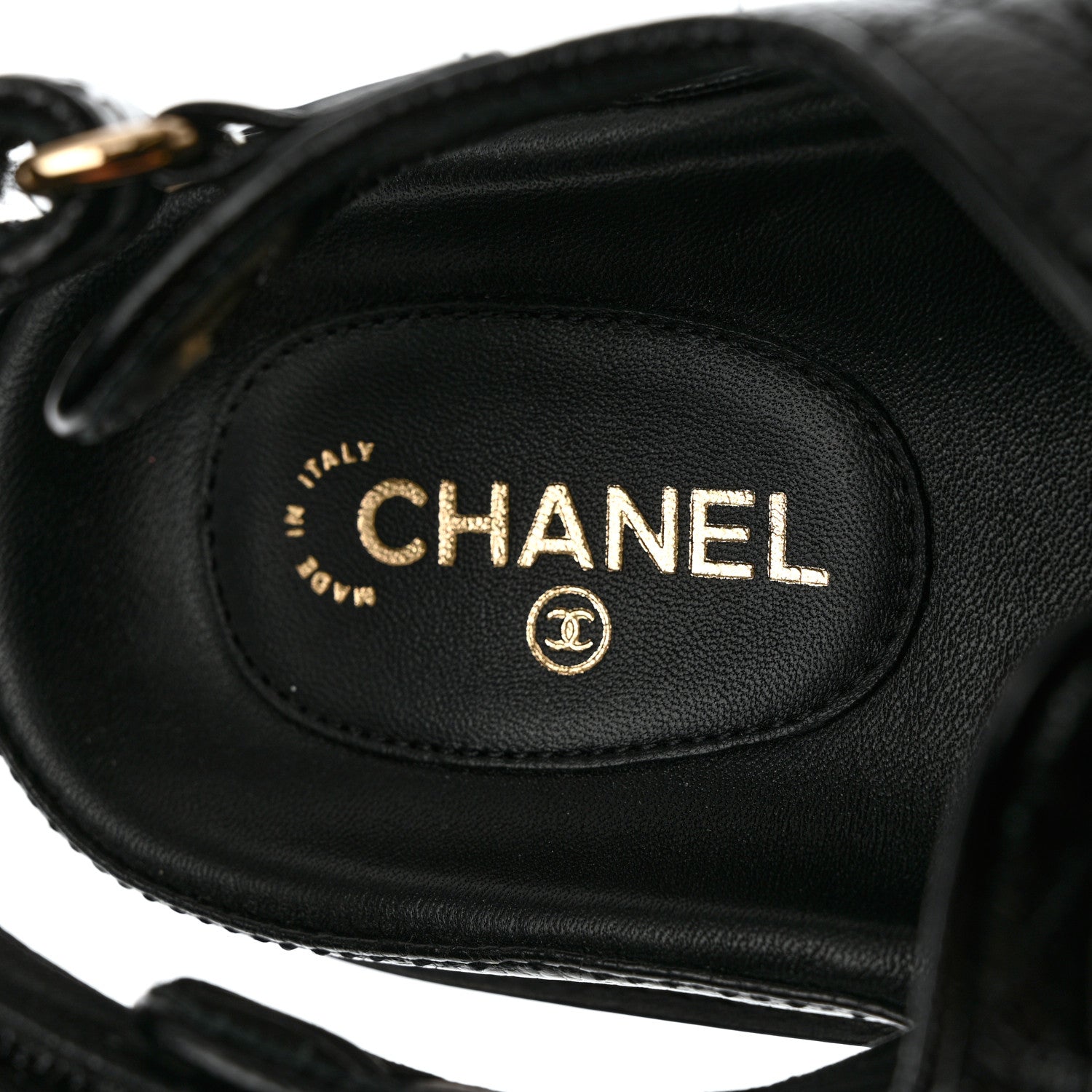 Chanel Grained Calfskin Velcro Dad Sandals 37 Black 7 of 11