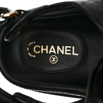 Chanel Grained Calfskin Velcro Dad Sandals 37 Black 7 of 11