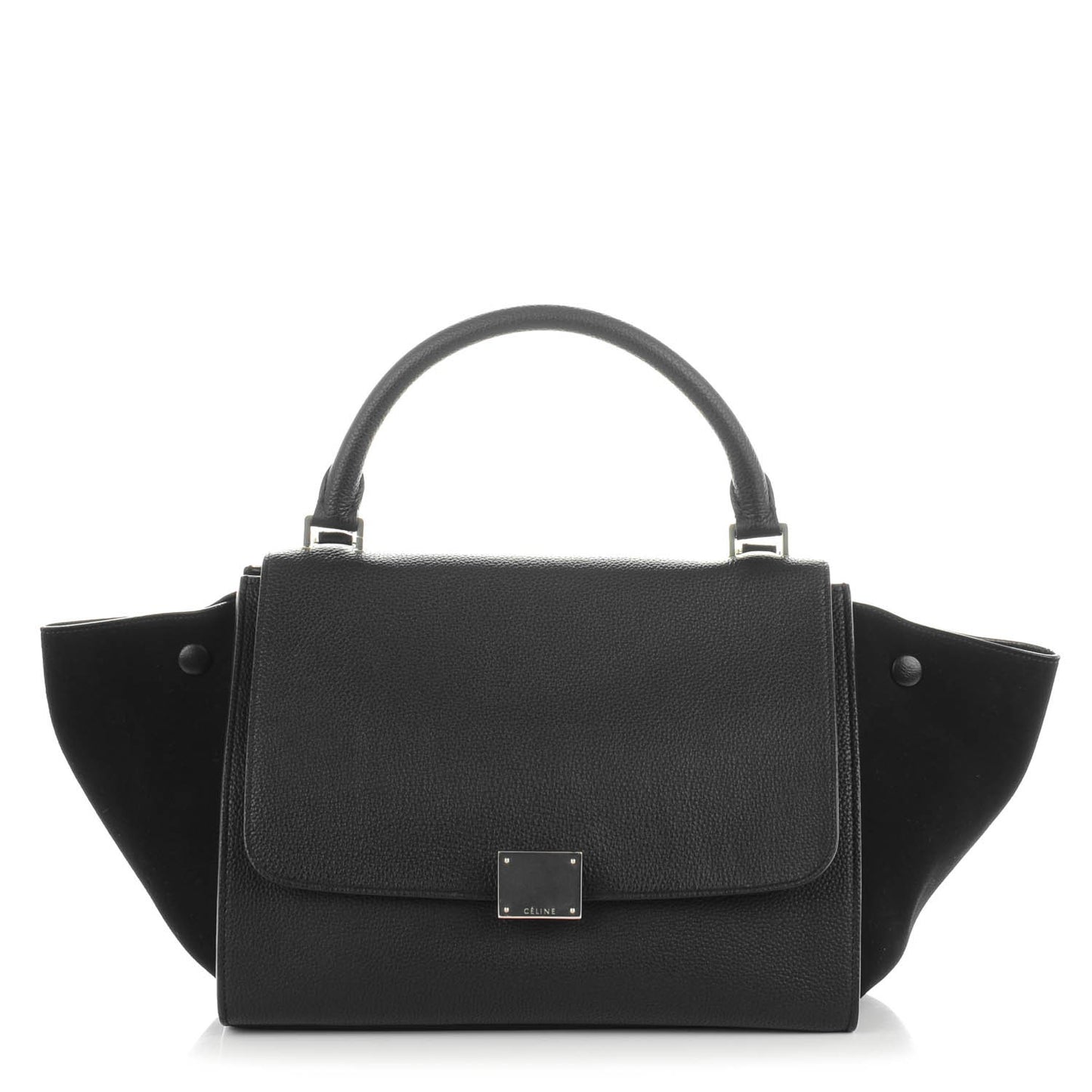 Drummed Calfskin Suede Small Trapeze Black
