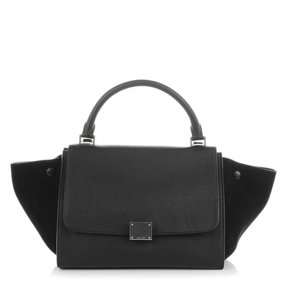 Celine Drummed Calfskin Suede Small Trapeze Black 1 of 9