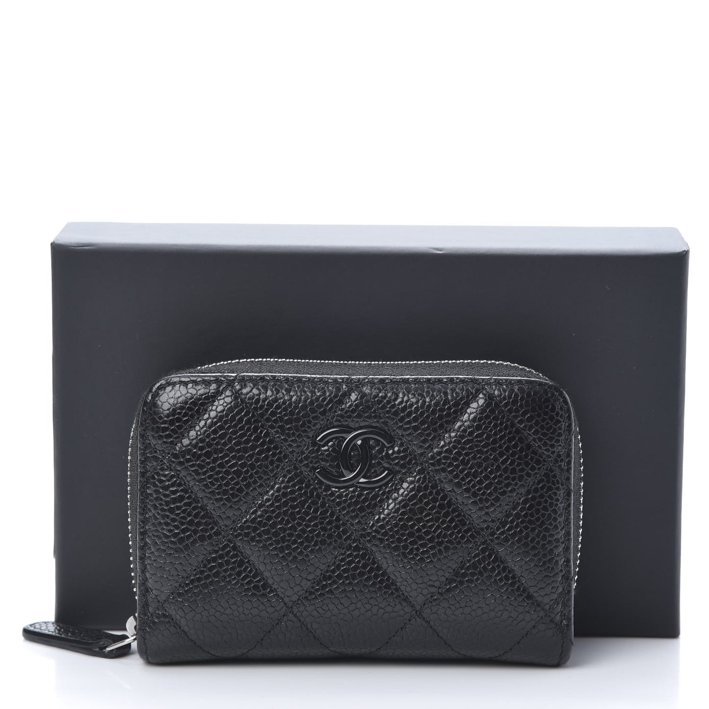 Caviar Quilted Incognito Zip Coin Purse Black