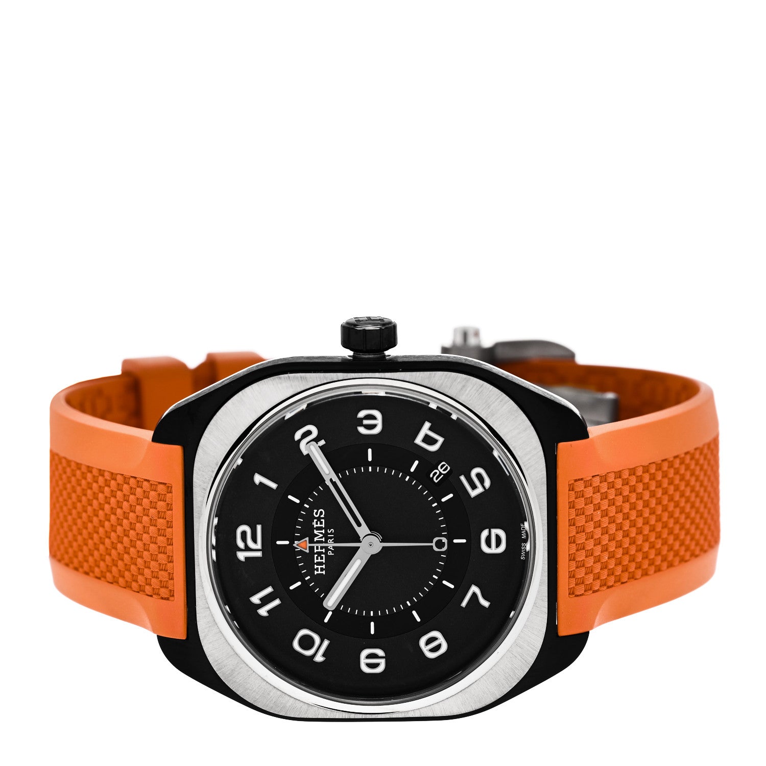 Hermes DLC Coated Titanium Rubber 39mm H08 Automatic Watch Orange 2 of 5